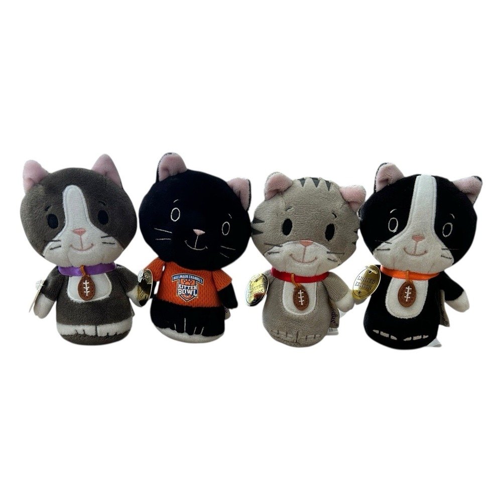 Lot Of 4 Hallmark Itty Bitty Kitten Cat‎ Bowl Plush Toy Stuffed Animal 5 Inch